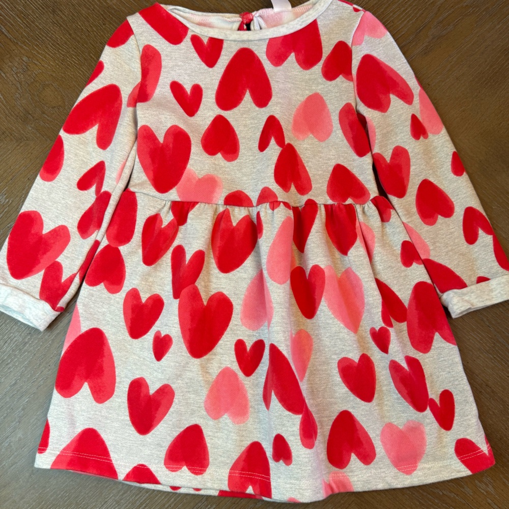 Carter's Cream Dress with Red and Pink Heart Print